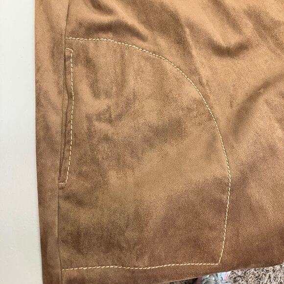 Boho Chic Faux Brown Suede Open Front Draped Vest Womens Size XS Festival  NWT - Picture 9 of 10